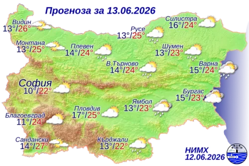 Вижте какво ще бъде времето на 13 юни