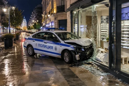 Патрулка се вряза в оптика в Бургас след гонка