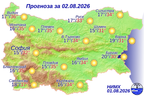 Вижте какво време ни очаква на 2 август