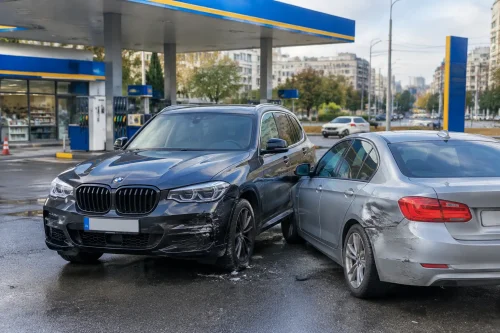 Владимир Николов катастрофира на бензиностанция в София