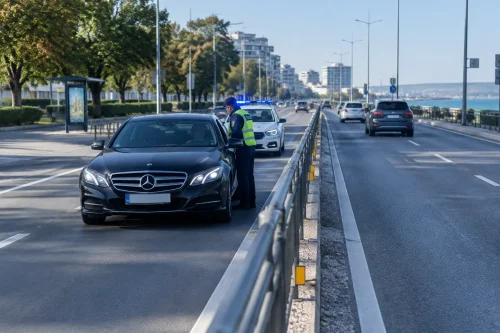 Полицаи спряха Мерцедес в насрещното на булевард в Бургас