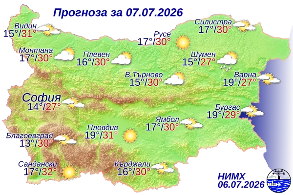 Вижте какво време ни очаква на 7 юли