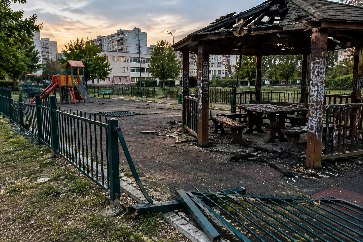 Вандали съсипват площадка до училище в „Меден рудник“