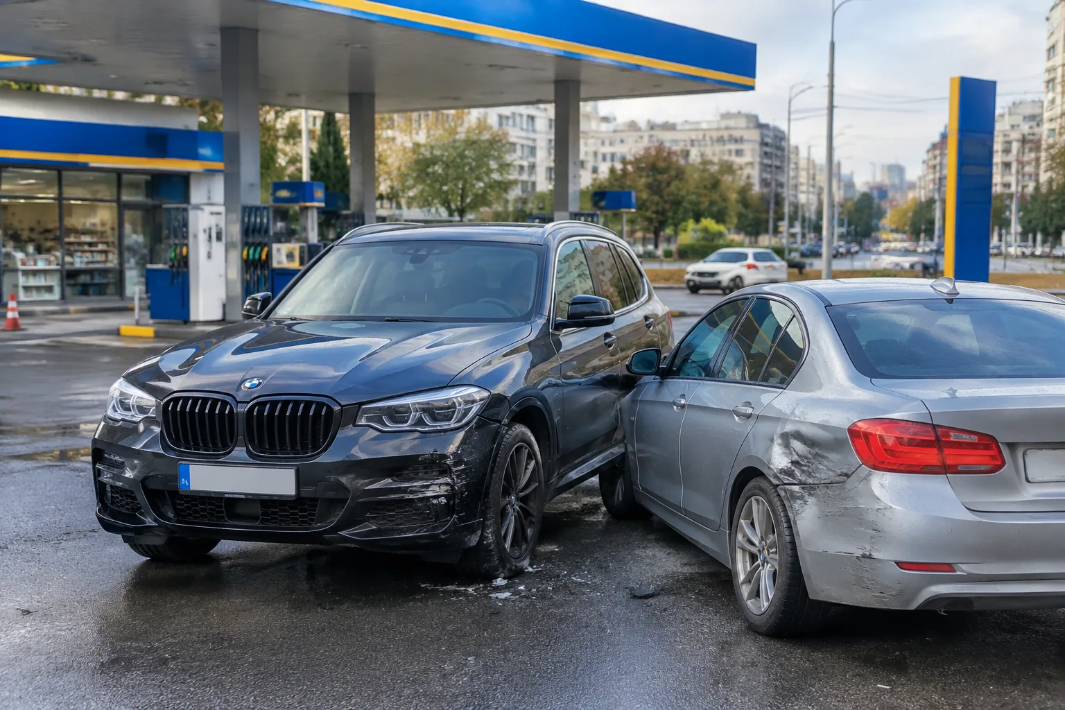 Владимир Николов катастрофира на бензиностанция в София