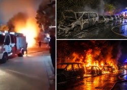 Огнена нощ край Несебър! Два пожара изпепелиха автомобили и дюнерджийница (ВИДЕО)